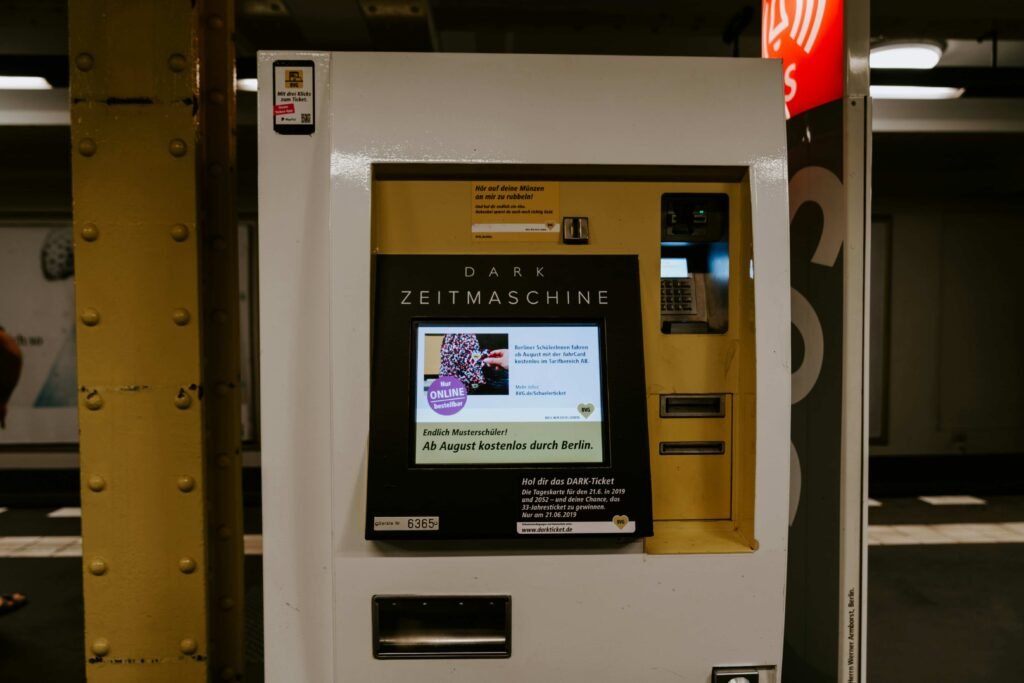 Interactive digital kiosk with touchscreen display for ticketing and information, Pixora display solutions